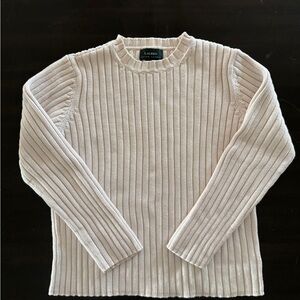 Lauren Ralph Lauren Beige Ribbed Crewneck Sweater